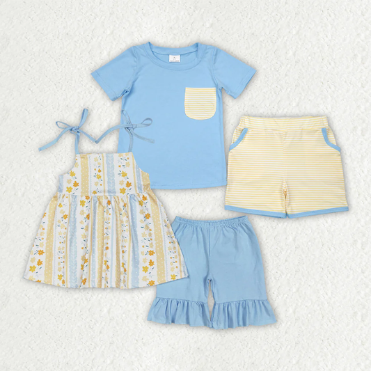 RTS baby girls Boys clothes summer floral Short Sleeve Shorts sets