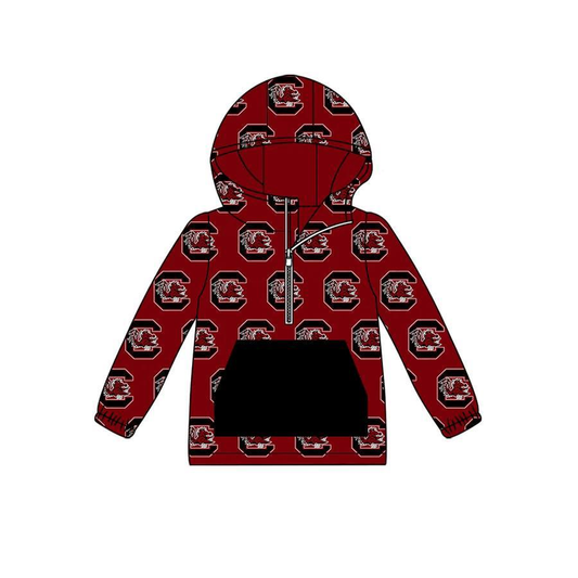Custom moq 5 mix size milk silk baby girls clothes team red black hooded long sleeve top-25.8.2