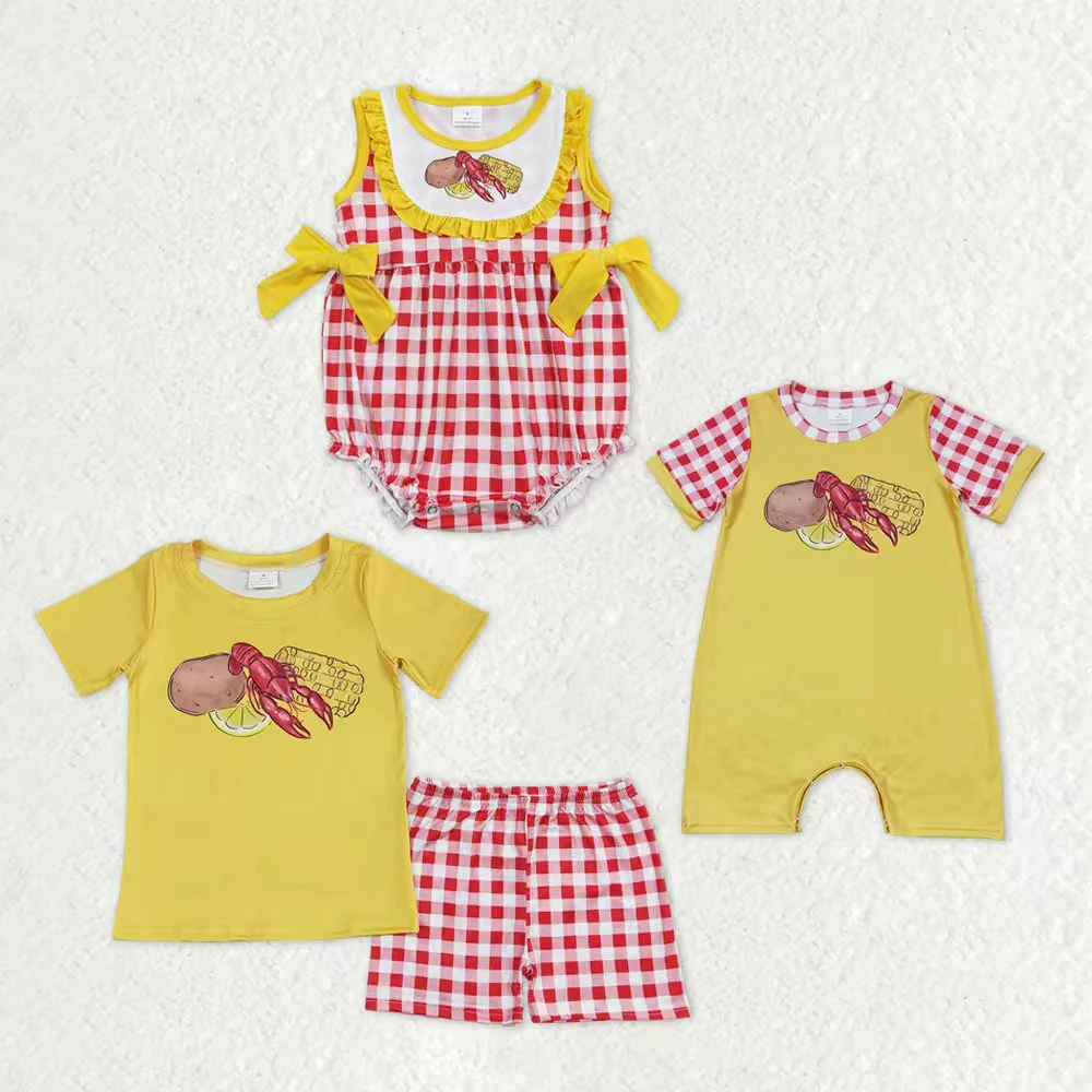 RTS NO MOQ sibling baby girls boys clothes potatoes short sleeve Clothes Sets and rompers