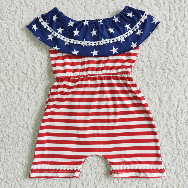 RTS Baby girls clothes 4th of july suspender jumpsuit