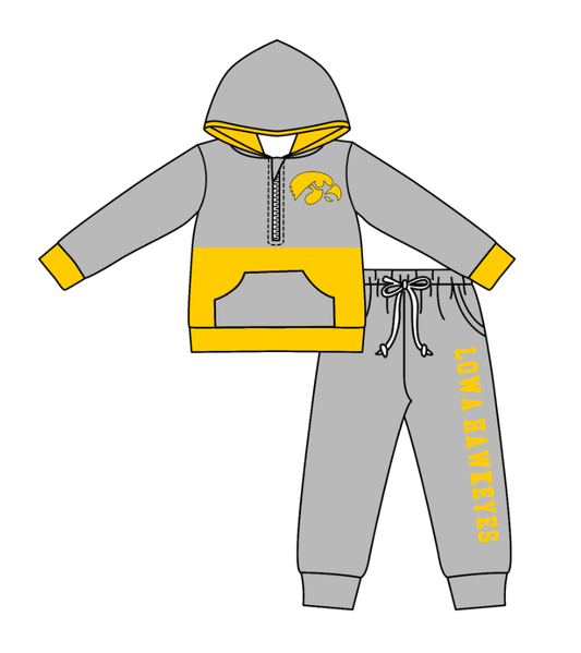 Custom moq 5 mix size eta 6-8weeks milk silk summer teams gray baby boy clothes hooded long sleeve pants sets-25.10.27
