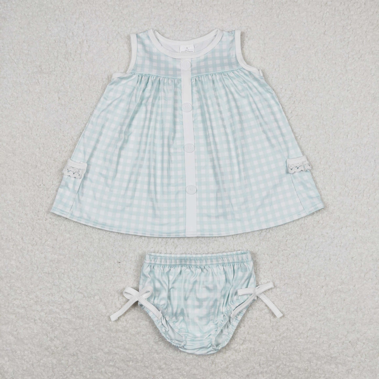 GBO0259 Teal plaid sleeveless briefs suit