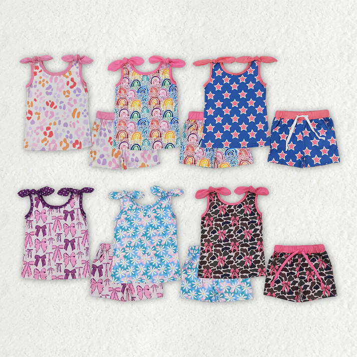 RTS NO MOQ baby Girls Clothes short sleeve shorts Sets
