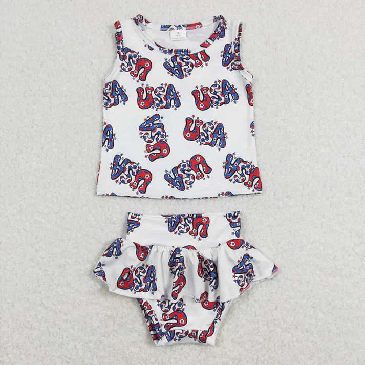 RTS no moq baby girls 4th of july Short Sleeve briefs sets