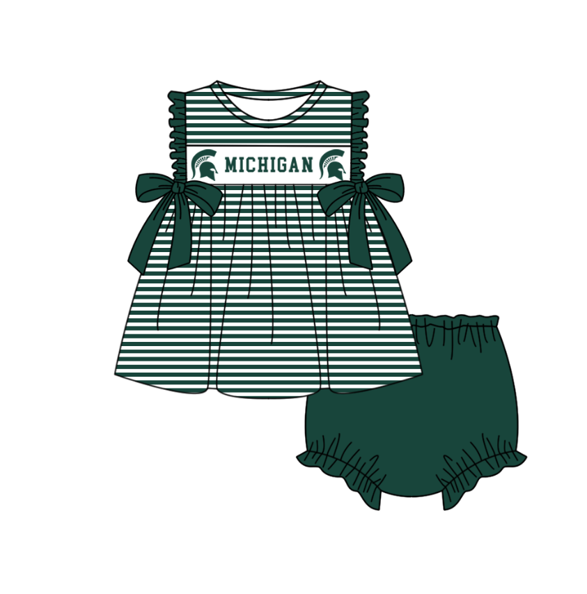 Custom moq 5 mix size milk silk summer teams baby girl boys clothes green short sleeve shorts sets 2 and brief sets and dress and rompers 2 series