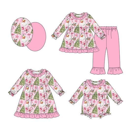 25.7.30 custom each style moq 5eta 4-6week Sibling Sisters Christmas baby girl long sleeve pants sets and dress and rompers match family design