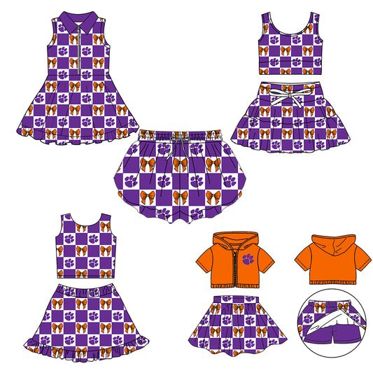 Custom moq 3 or 5 mix size milk silk summer teams baby girl clothes purple sleeveless skirts sets 3 and dresss and shorts-26.1.23