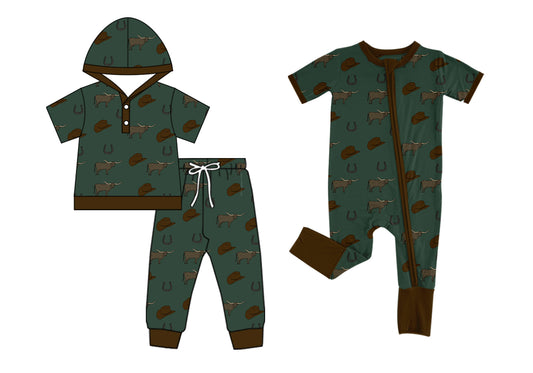 25.5.7 custom each style moq 5eta 4-6week Sibling Sister cow hat baby boy short sleeve pants sets and rompers match family design