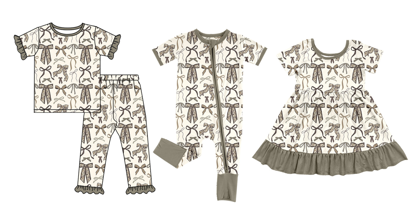 25.12.15 custom each style moq 5 eta 6-8week Sibling Sisters bow baby girl short sleeve pants sets and dress and rompers match family design