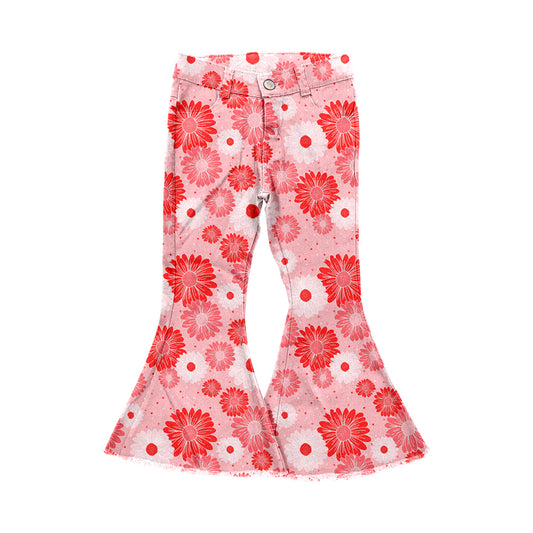 9.14 custom each style moq 5eta 4-6week baby girls clothes floral bell bottom pant jeans pant