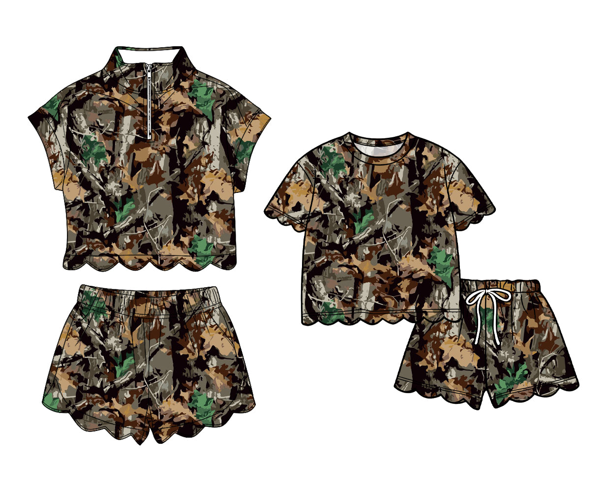 3.13 Custom moq 5 mix size Sibling Baby Girls Scallop Top And Shorts Outfit Set Cute Baby Girl Clothing Set