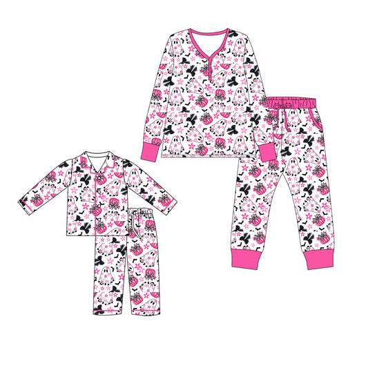 25.5.13 custom each style moq 5eta 4-6week Sibling Sister bat ghost long sleeve pants sets and adult sets match design
