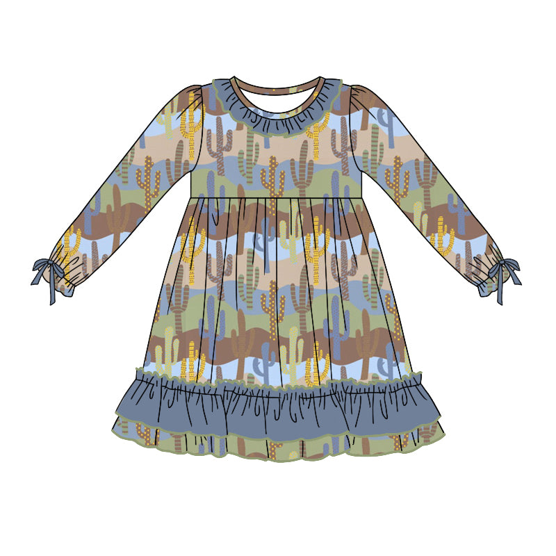8.17 custom each style moq 5eta 4-6week Sibling Sister catcus baby girl sets and dress and rompers match family design