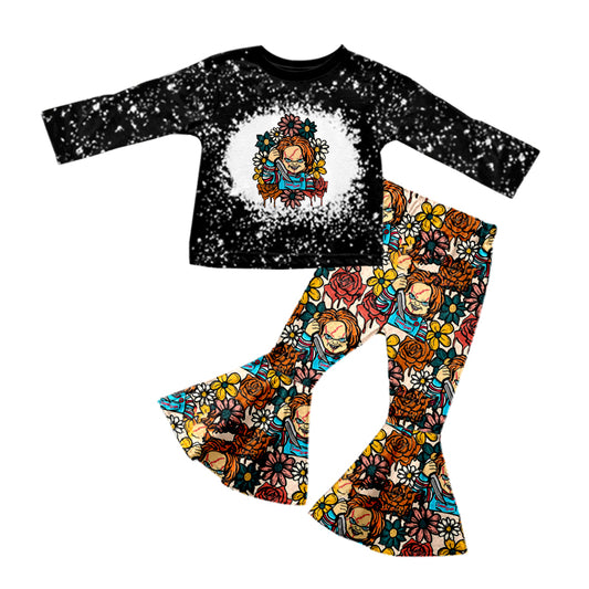 6.20 custom each style moq 5eta 4-6week floral black long sleeve pants baby girls sets