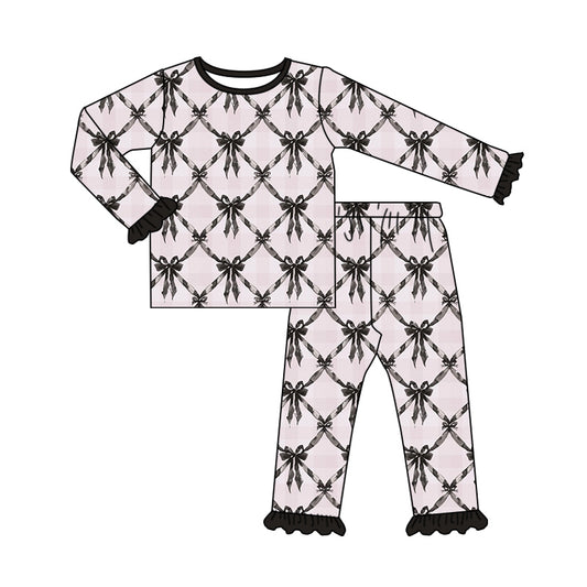 7.26 custom each style moq 5eta 4-6week Sibling Sister bow black baby girls sets and rompers match family design