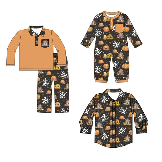 25.8.11 custom each style moq 5eta 4-6week Sibling Sisters halloween baby boy long sleeve pants sets and romper and top match family design