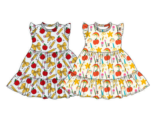 26.1.22 custom each style moq 5 eta 6-8week Sibling Sister apple baby short sleeve dresses 2 match design