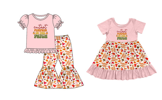 25.5.23 custom each style moq 5eta 4-6week Sibling Sister pumpkin baby girl pants sets and dress match family design
