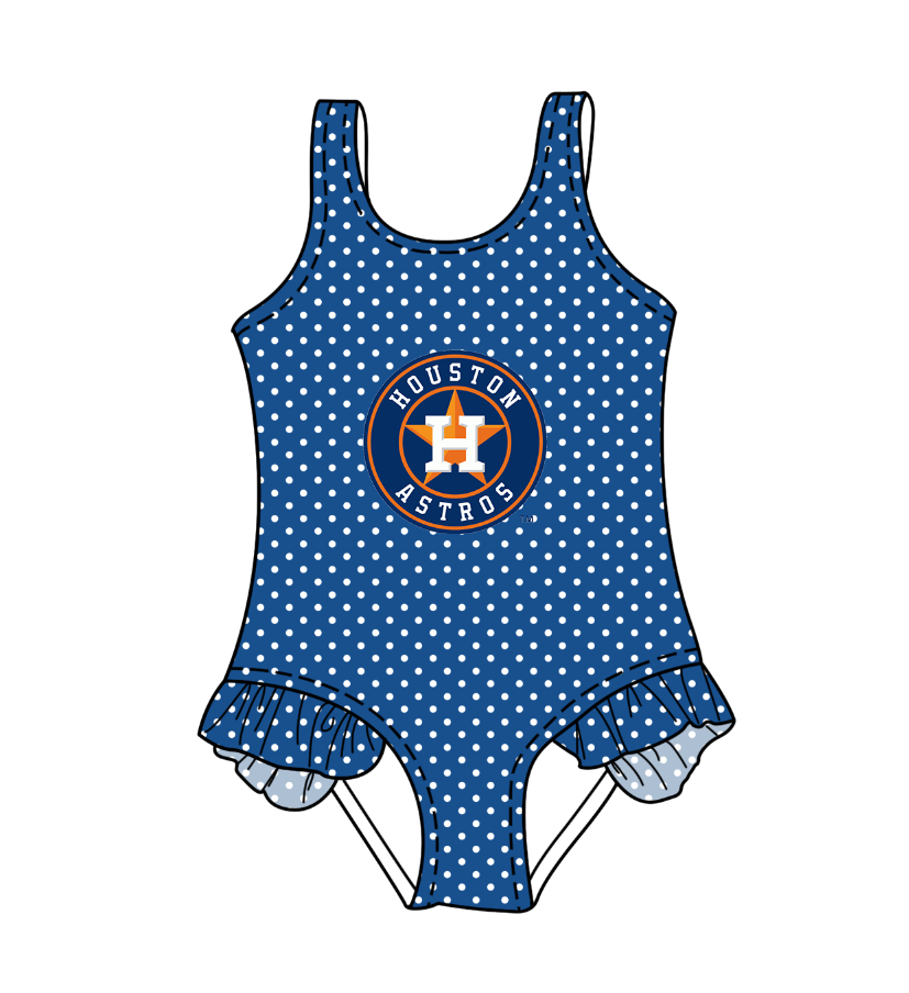Custom moq 5 mix size milk silk summer teams Blue Baby Girl Sleeveless Polka Dot Lace Onesie Swimsuit Cute Summer Beachwear for Little Girls