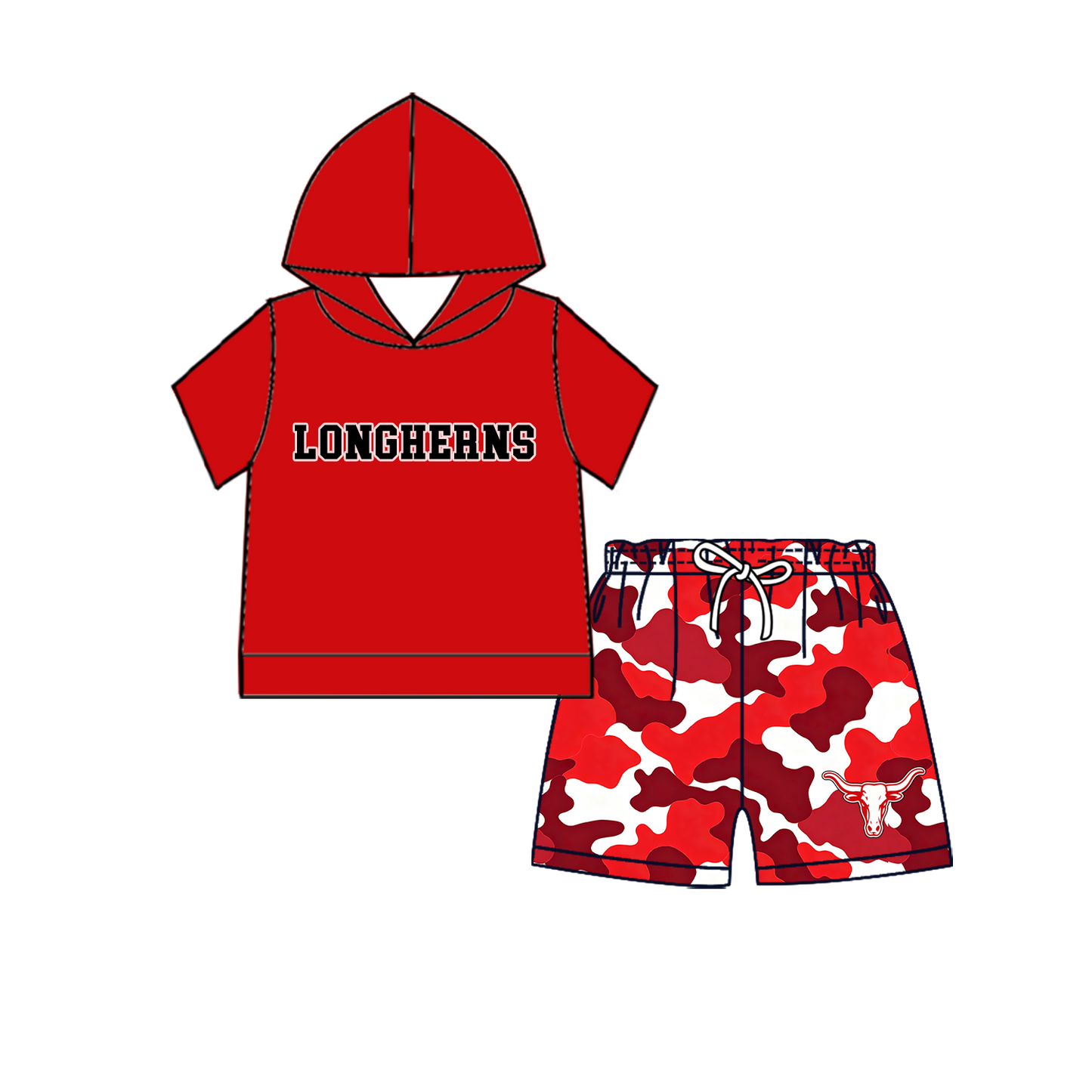 custom moq 5 mix size MSD070706 Baby Kids Short Sleeve Hooded Top Elastic Waist Shorts Clothes Set