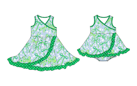 25.10.11 custom each style moq 5 eta 6-8week Sibling Sisters floral bow baby girl short sleeve dress and romper match family design