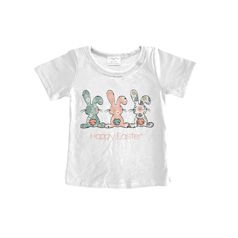 10.1 custom each style moq 5 eta 4-6week baby girl clothes rabbit white short sleeve top