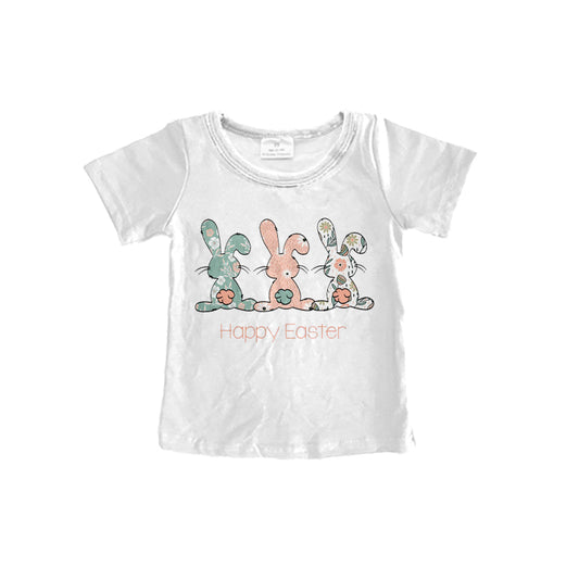 10.1 custom each style moq 5 eta 4-6week baby girl clothes rabbit white short sleeve top