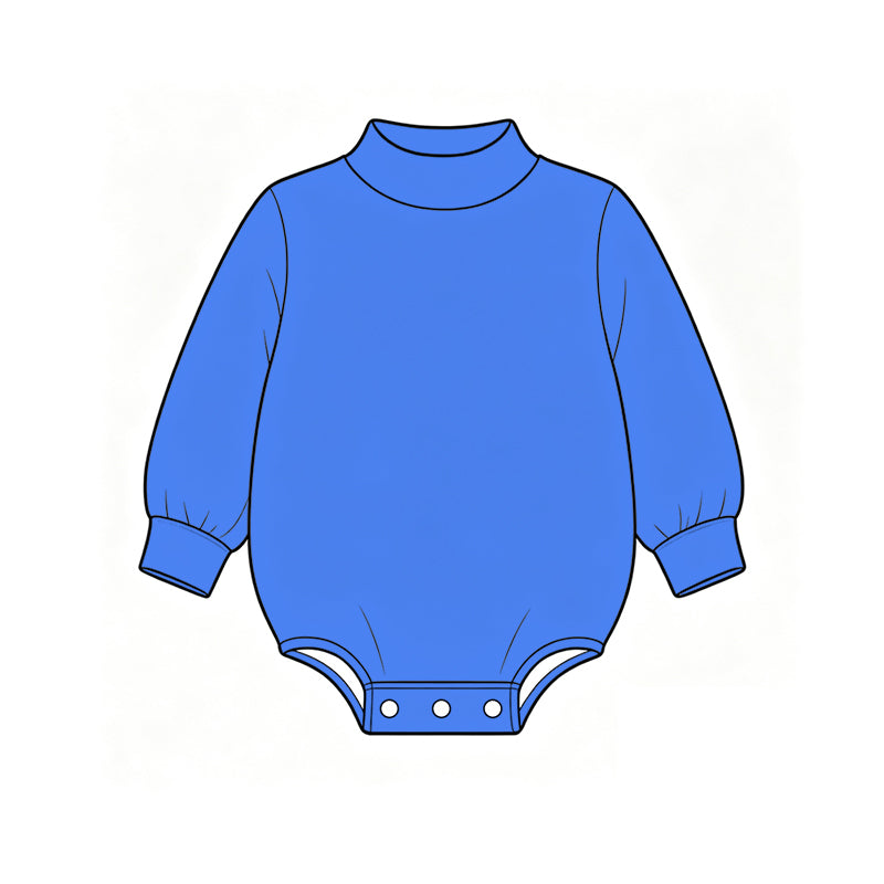 Custom moq 5 boys Blank Cotton Jumpsuit Royal Blue Long-sleeve high-neck Jumpsuit