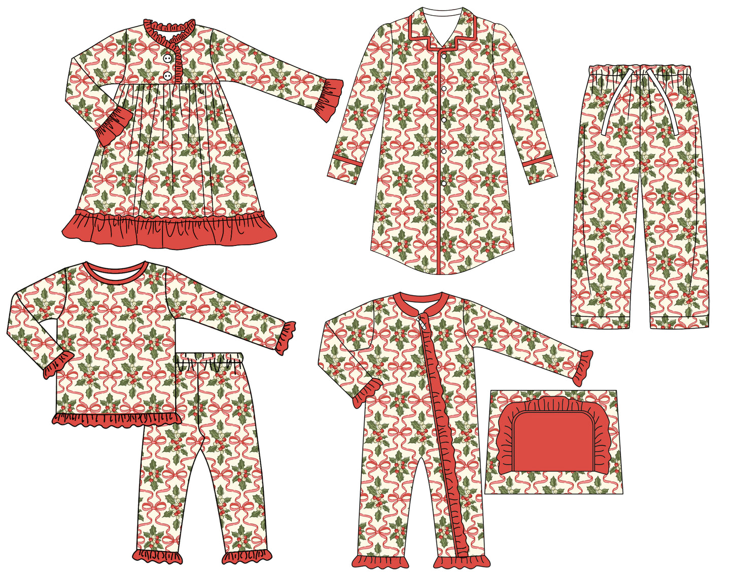 25.7.25 custom each style moq 5eta 4-6week Sibling Sisters Christmas bow baby girl long sleeve pants sets and adult top and adult pants and romper and dress match family design