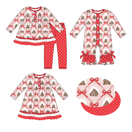 25.6.13 custom each style moq 5eta 4-6week Sibling Sisters Christmas bow baby girl long sleeve pants sets and dress and rompers match family design