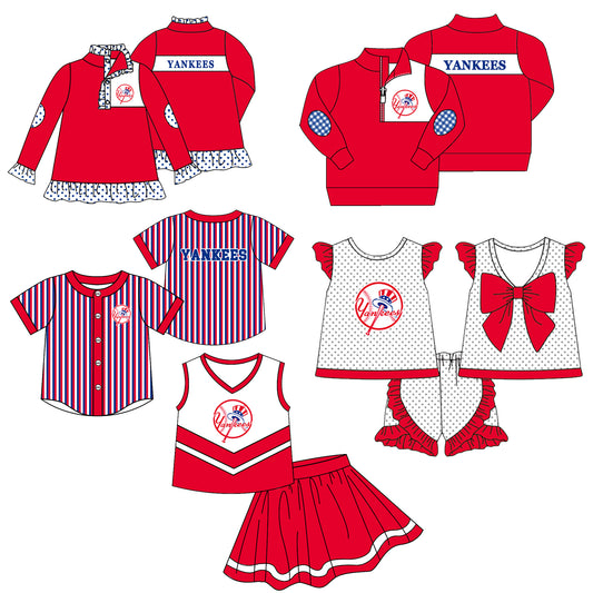 Custom moq 5 mix size milk silk summer teams Girls Long Sleeve Red Top Matching Short Sleeve Set Boys Tops