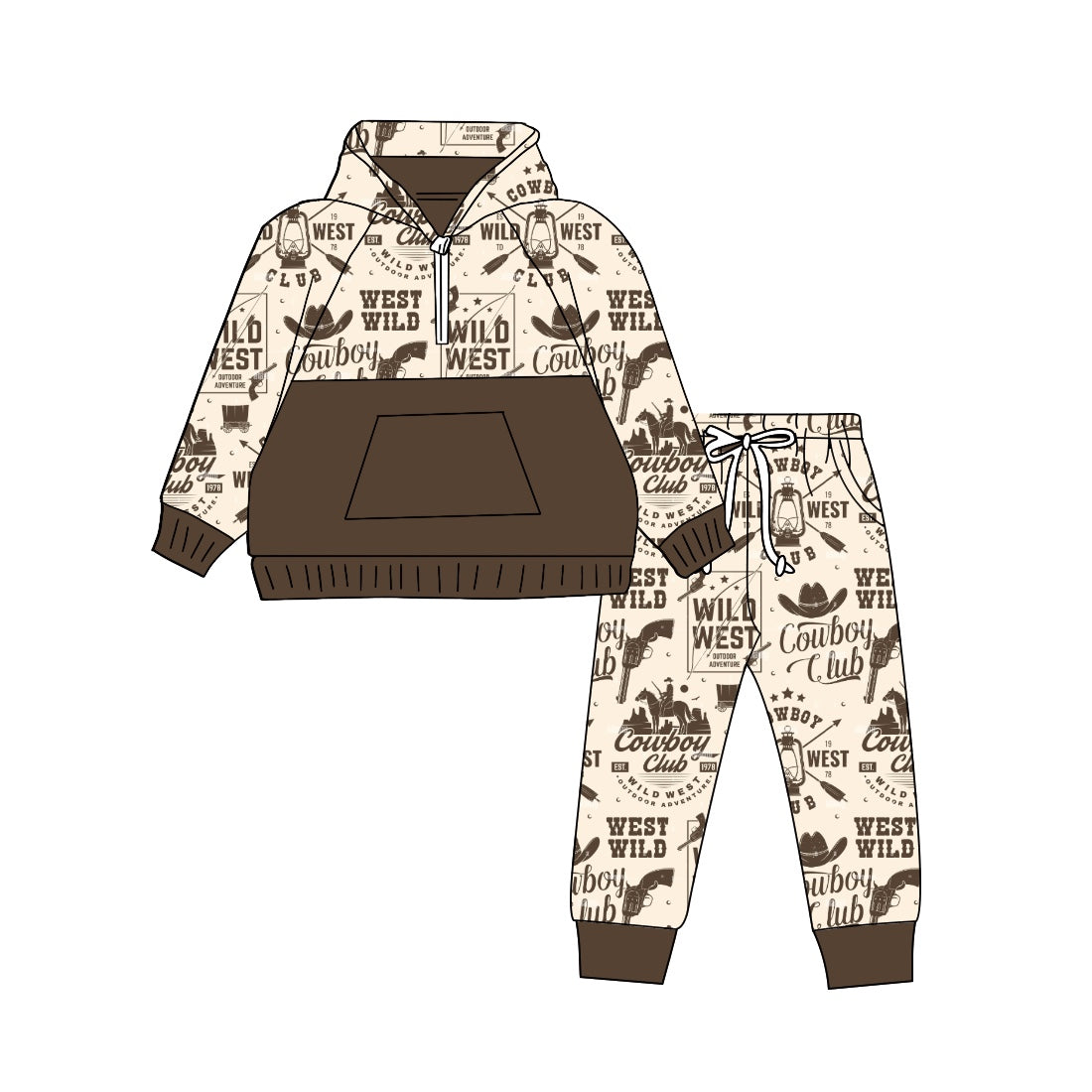 9.6 custom each style moq 5eta 4-6week baby boy clothes west long sleeve pants sets