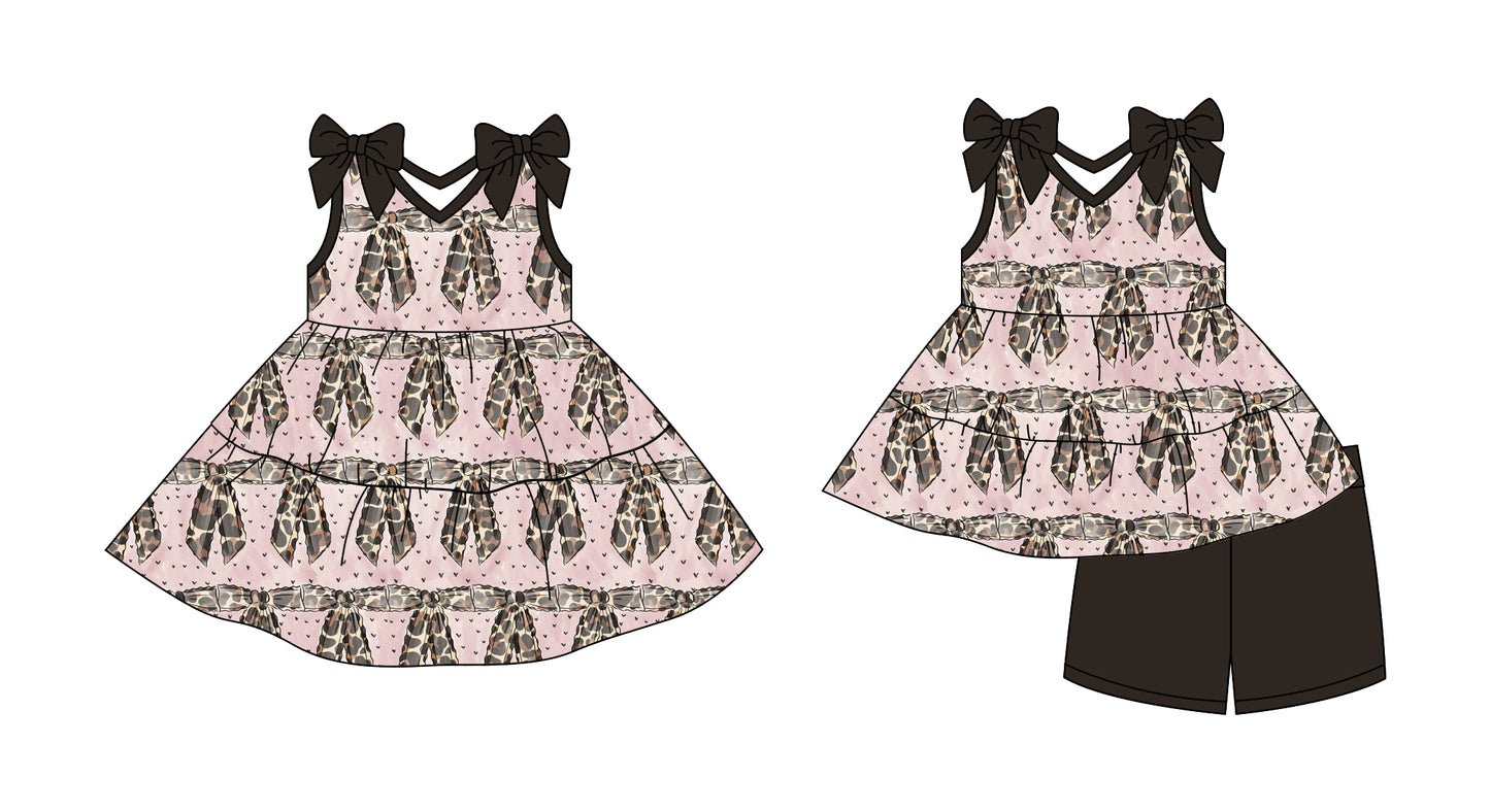 2.27 custom each style moq 5eta 4-6week Sibling Sister bow baby girl short sleeve shorts sets and dresses match design