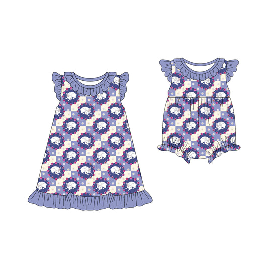 25.12.18 custom each style moq 5 eta 6-8week Sibling Sister bunny baby short sleeve romper and dress match design