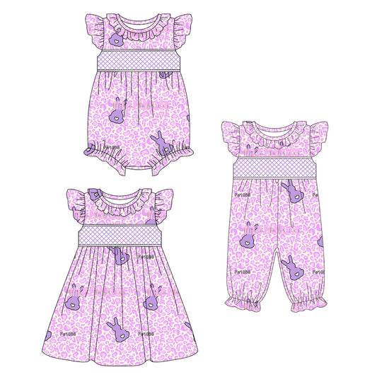 25.10.15 custom each style moq 5 eta 6-8week Sibling Sister bunny baby short sleeve romper 2 and dress match design