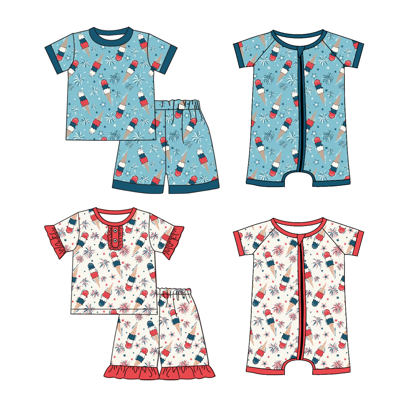 25.12.26 custom each style moq 5 eta 6-8week Sibling Sister baby short sleeve shorts sets 2 and romper 2 match design