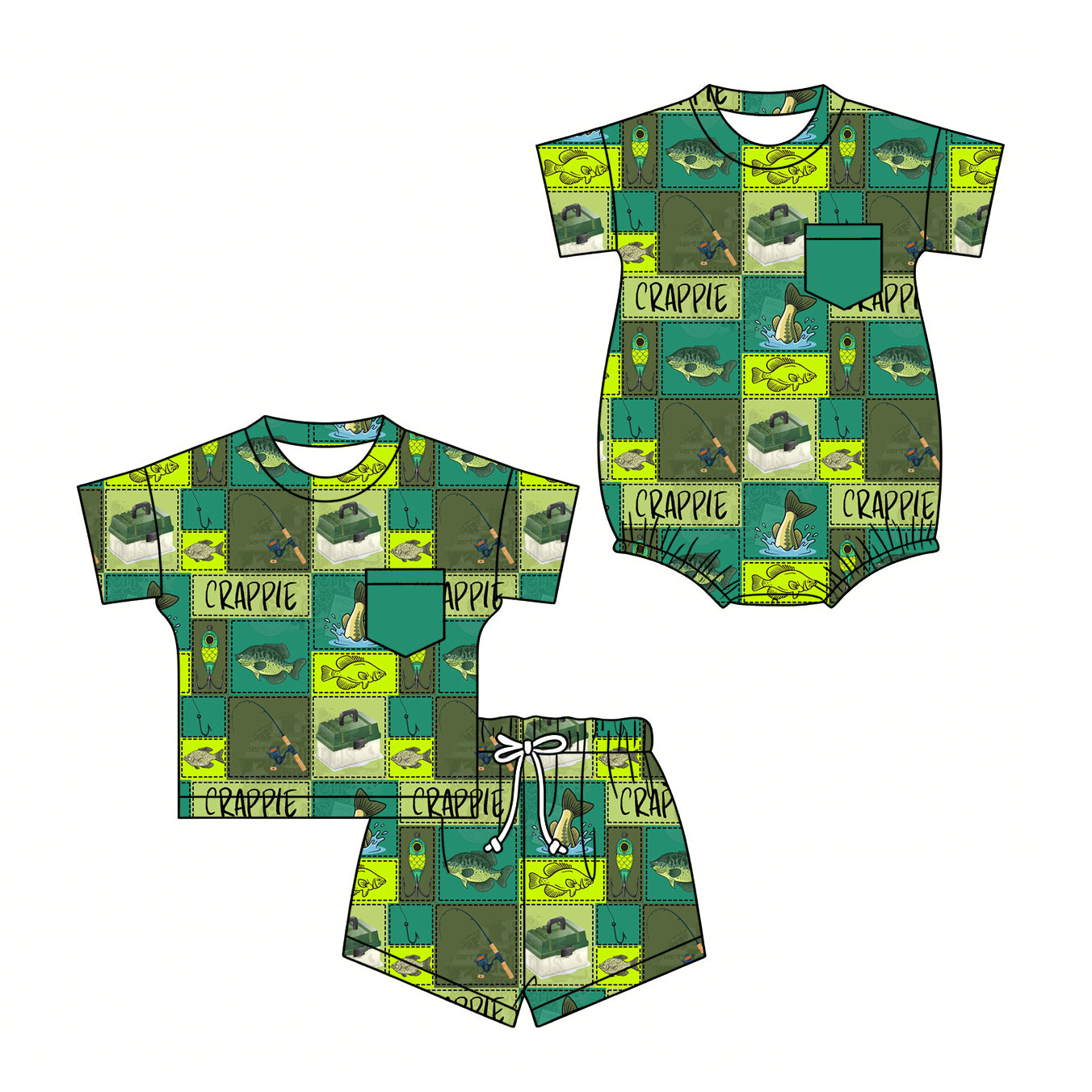 2.28 Custom moq 5 mix size Sibling Baby Boys plaid Green Romper Short-Sleeved Top And Shorts Set