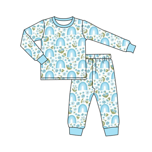 7.27 custom each style moq 5eta 4-6week Sibling Sister flroal blue baby girls sets and rompers match family design