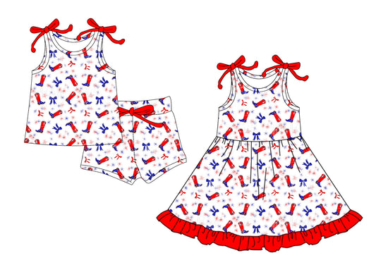 25.12.19 custom each style moq 5 eta 6-8week Sibling Sister boot bow baby short sleeve shorts sets and dress match design