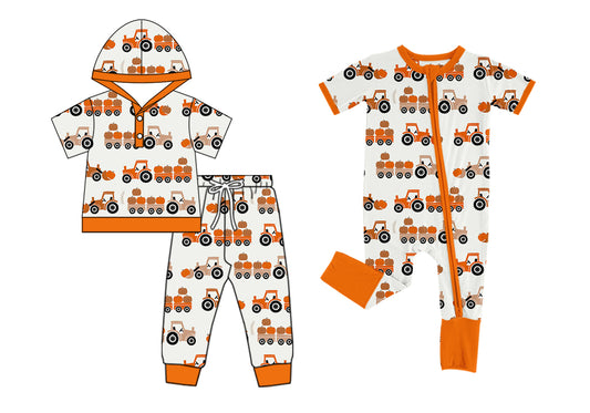 4.28 custom each style moq 5eta 4-6week Sibling Sisters pumpkin baby boy short sleeve pants sets and rompers match family design