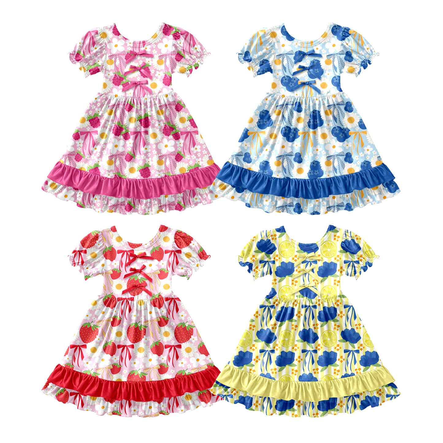 25.12.16 custom each style moq 5 eta 6-8week Sibling Sister bow baby short sleeve dresses 4 match design