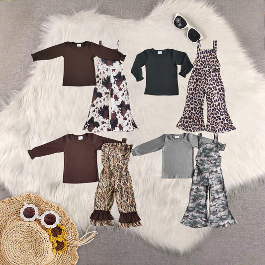 RTS NO MOQ Sibling Baby Girls leopard Long Sleeve Pants Set