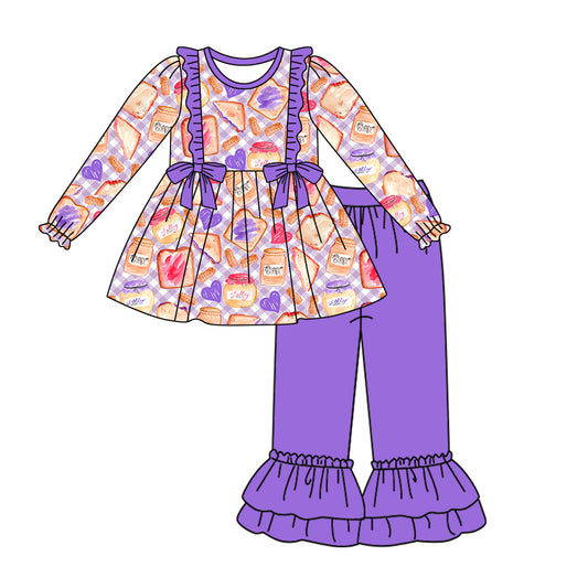 6.6 custom each style moq 5eta 4-6week Sibling Sister cake purple baby girls sets and dress and baby romper match family design