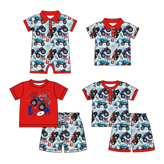4.12 custom each style moq 5eta 4-6week Sibling Sister baby boy sets 1 and sets 2 and boy rompers and top match family design