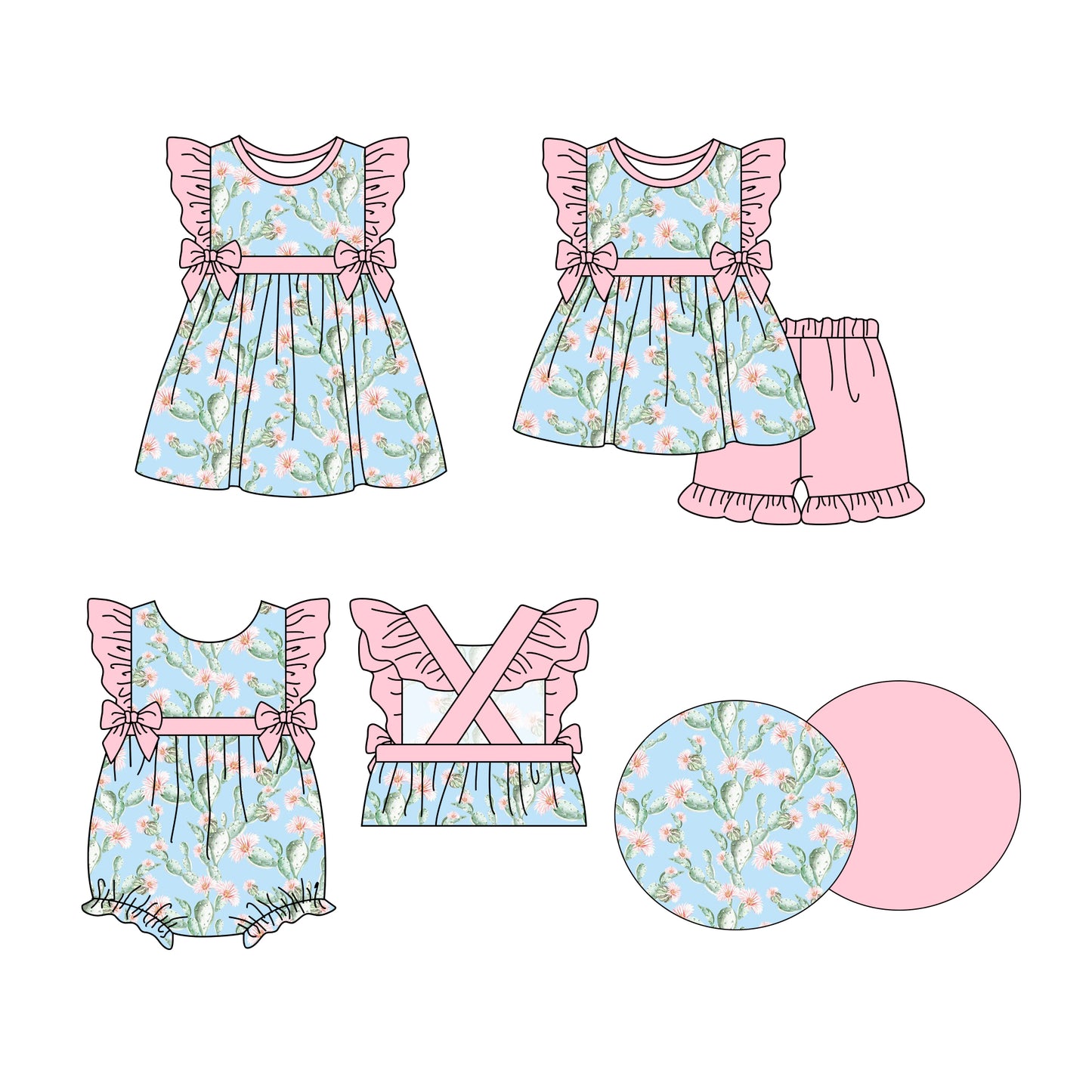 3.28 custom each style moq 5eta 4-6week Sibling Sisters floral baby girl short sleeve shorts sets and dress and rompers match family design
