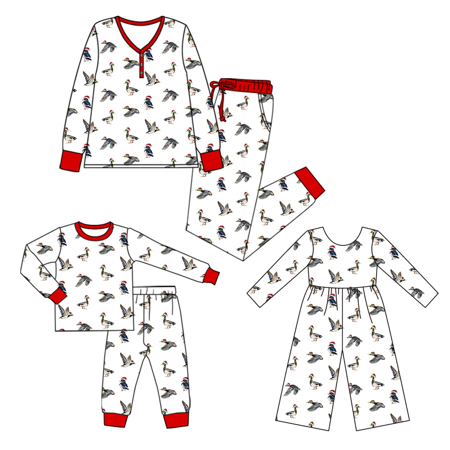 25.5.17 custom each style moq 5eta 4-6week Sibling Sister Christmas duck long sleeve pants sets and adult sets and jumpsuit match design