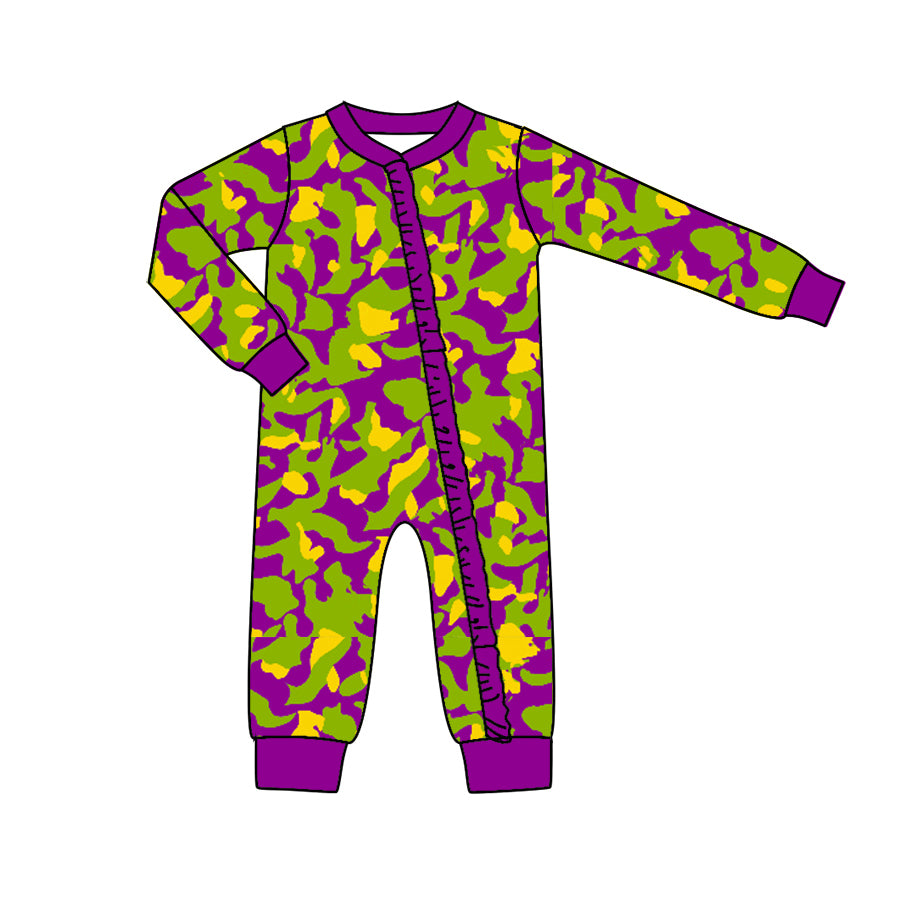 7.22 custom each style moq 5eta 4-6week Sibling Sister camouflage purple baby girls sets and rompers match family design