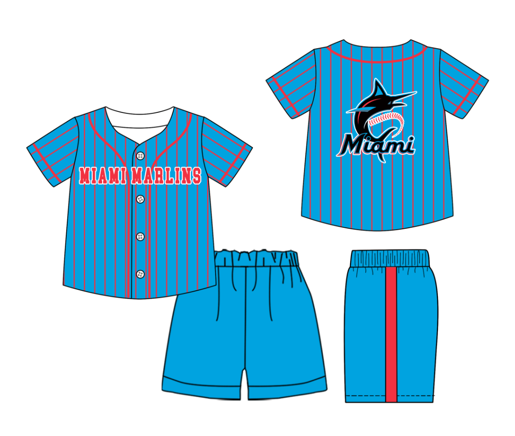 Custom moq 3 or 5 mix size milk silk summer teams baby boy clothes sky blue short sleeve shorts sets-26.1.20