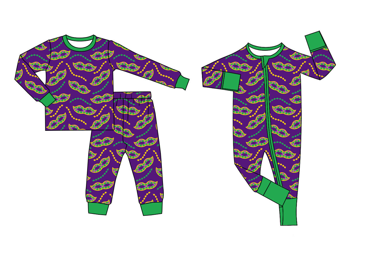 25.11.5 custom each style moq 5 eta 6-8week Sibling Sisters mardi gras baby girl clothes long sleeve pants sets and romper match family design