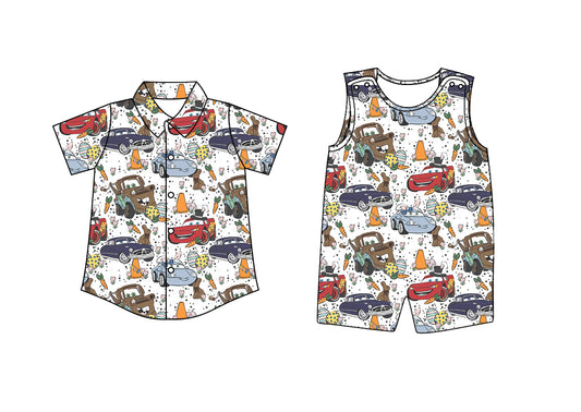 12.27 custom each style moq 5eta 4-6week Sibling Sister cars baby boy romper and top match design
